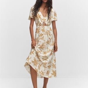 Mango Printed cut-out detail dress